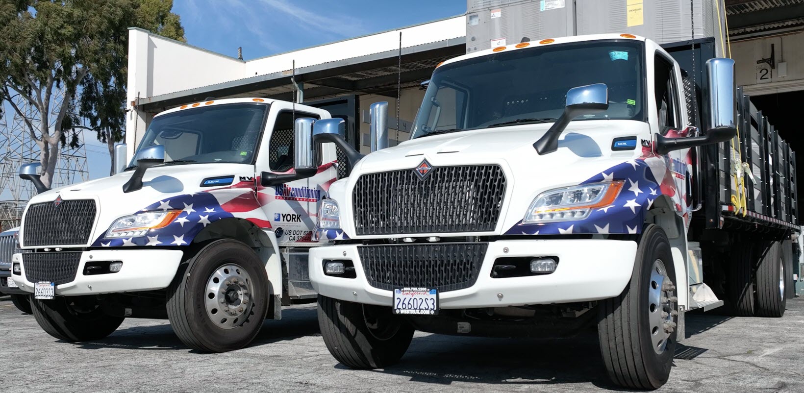 eMV Series Trucks with American Flag Wrap
