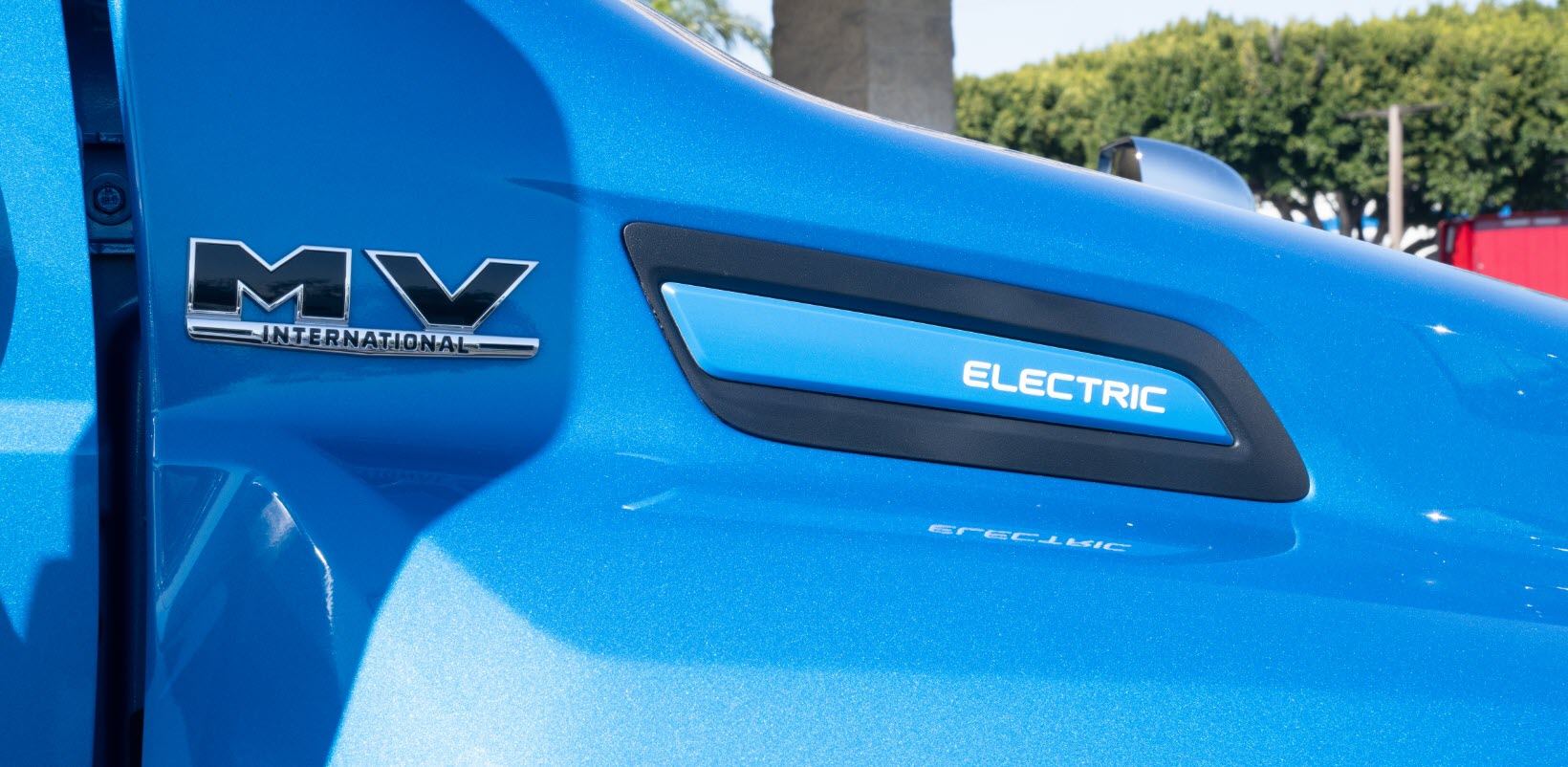 Blue eMV Electric side of truck