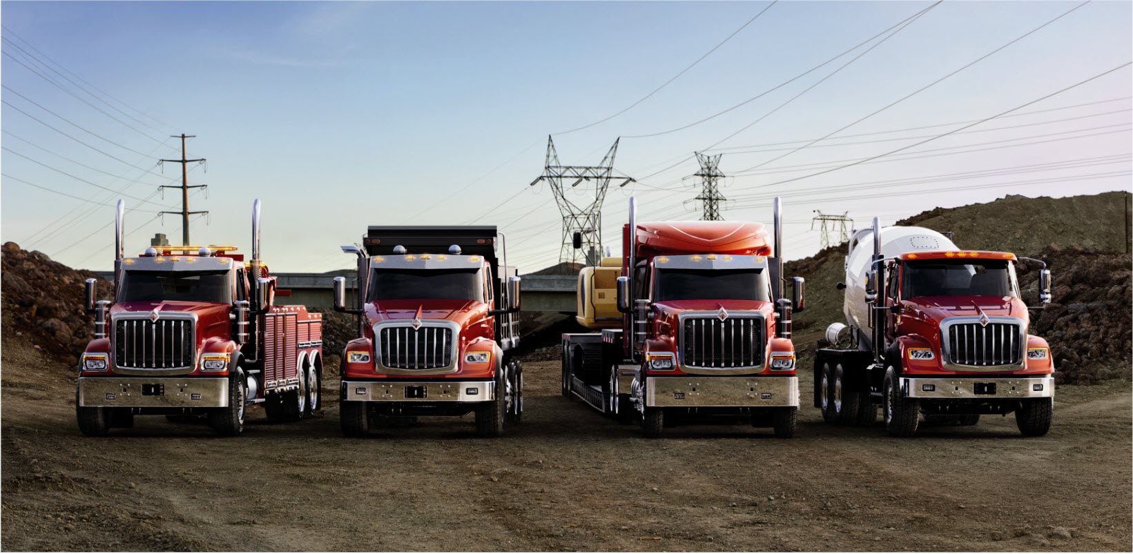 4 Red HX Series Trucks Family